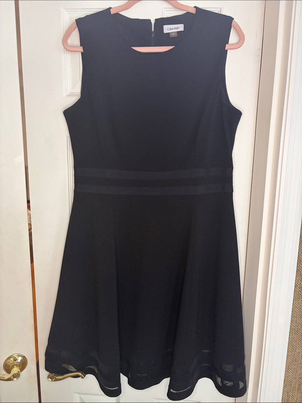 Calvin Klein Black Sleeveless A-Line Midi Dress